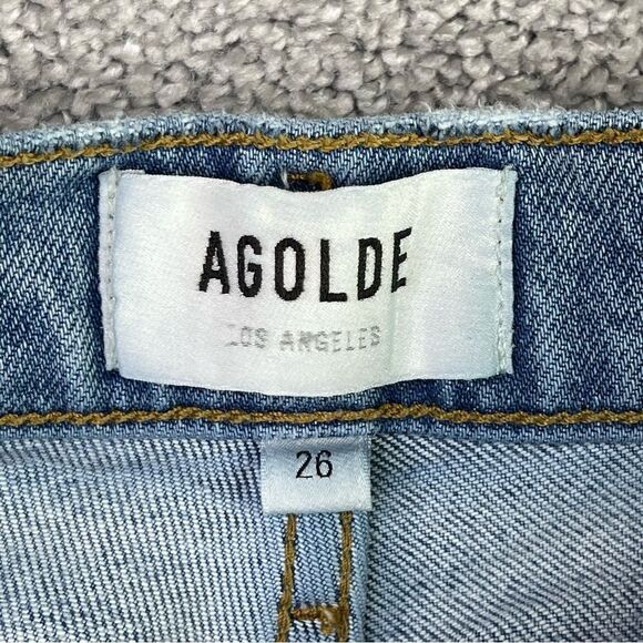 Agolde Nico High Rise Slim Jean in Cliffside Women’s 26 Blue Skinny Button Fly - Picture 6 of 13